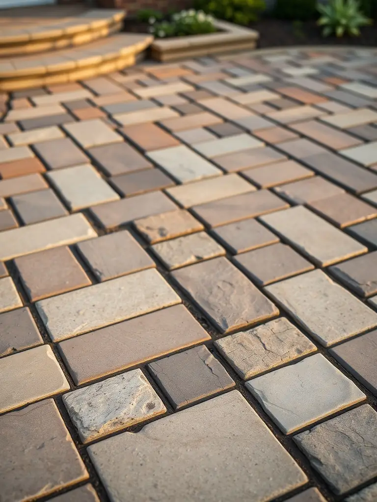 A freshly sealed paver patio with a glossy finish, showcasing the vibrant colors of the pavers and highlighting the clean, defined lines between them. The image should convey a sense of quality and attention to detail.